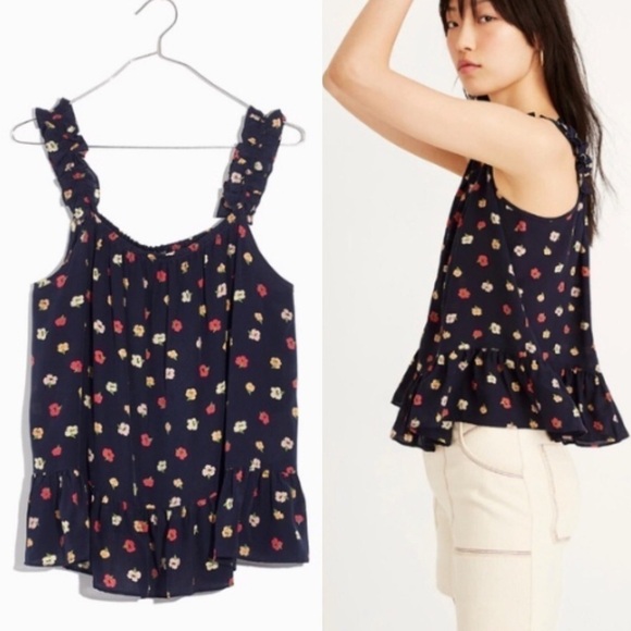 Madewell Tops - Madewell Silk Ruffle Strap Cami Top in Confetti
